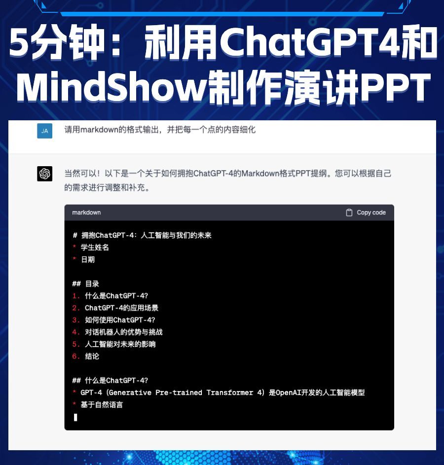 5分钟打造ChatGPT4演讲PPT全攻略?Markdown+Mindshow一键完成,ChatG 5分钟打造ChatGPT4演讲PPT全攻略?Markdown+Mindshow一键完成,ChatG