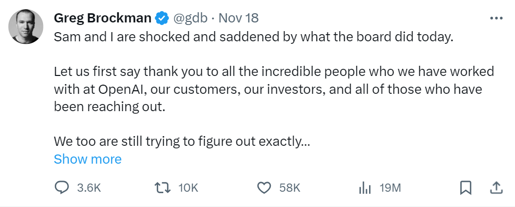 《AI巨头OpenAI内部政治大变动：创始人山姆·奥特曼和格雷格·布洛克曼被罢免》