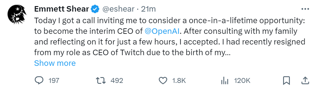 《AI巨头OpenAI内部政治大变动：创始人山姆·奥特曼和格雷格·布洛克曼被罢免》