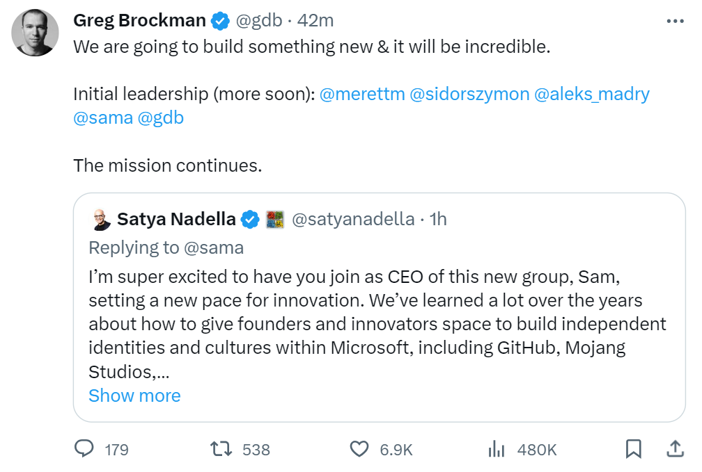 《AI巨头OpenAI内部政治大变动：创始人山姆·奥特曼和格雷格·布洛克曼被罢免》