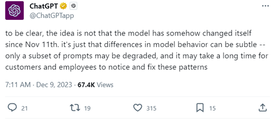 OpenAI 承认 ChatGPT 变懒惰,正在修复该问题 OpenAI 承认 ChatGPT 变懒惰,正在修复该问题