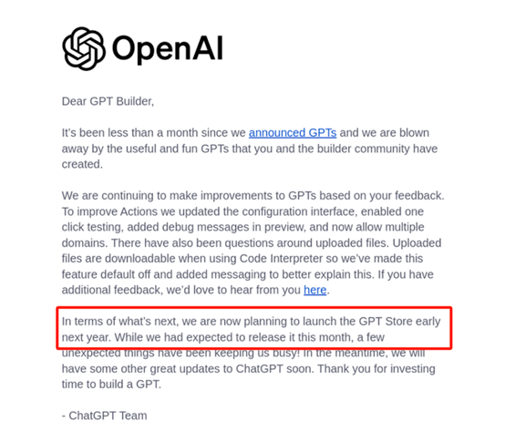 ChatGPT的“GPT商店”,推迟至2024年发布 ChatGPT的“GPT商店”,推迟至2024年发布