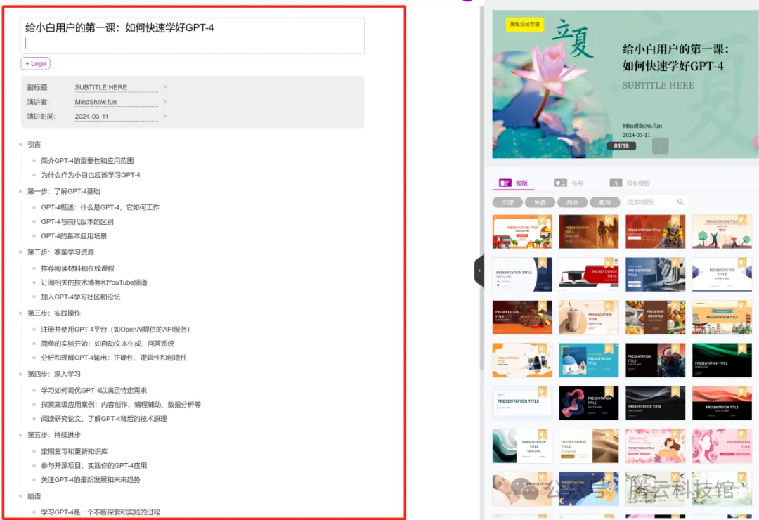 ChatGPT4带你一键生成PPT，效率翻倍，创新未来，你准备好了吗？